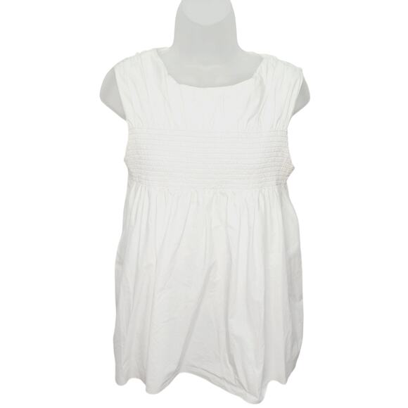Vineyard Vines Women's White Sleeveless Smocked Top size Large Hi- Low Hem - Picture 1 of 15